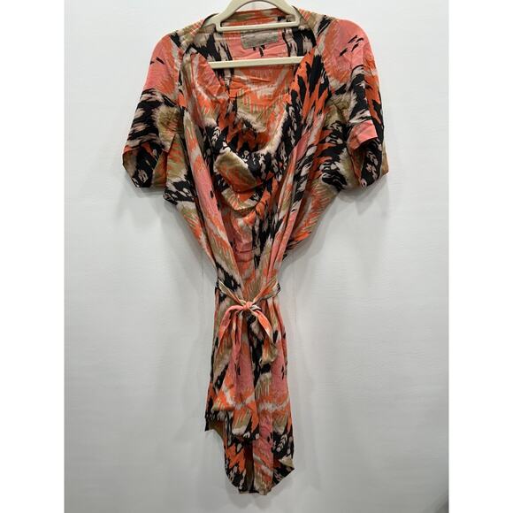 AllSaints Spitalfields Asymmetrical Dress Printed Silk Cowl Neck Multicolor Sz 6 - Picture 2 of 10